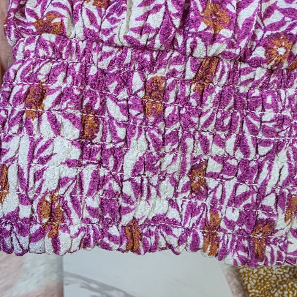 Anthropologie Pink Floral Boho Smocked Jogger Pants Flowy Sz Small - Picture 8 of 9